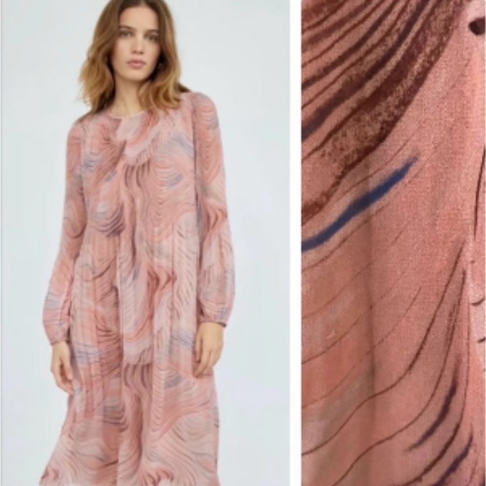 Wilfred Daydreamer Watercolor Swirl Long Sleeve Midi Dress